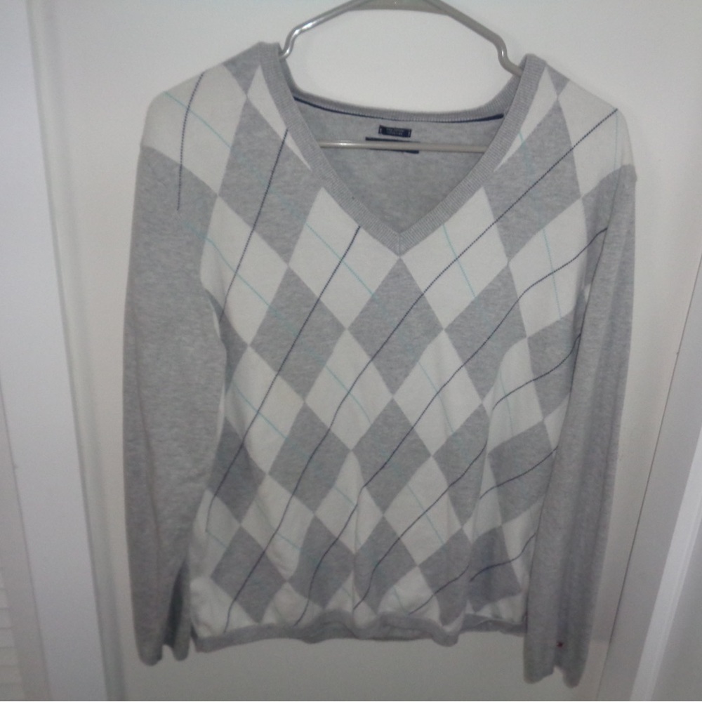 Plaid Tommy Hilfiger v-neck sweater, size S